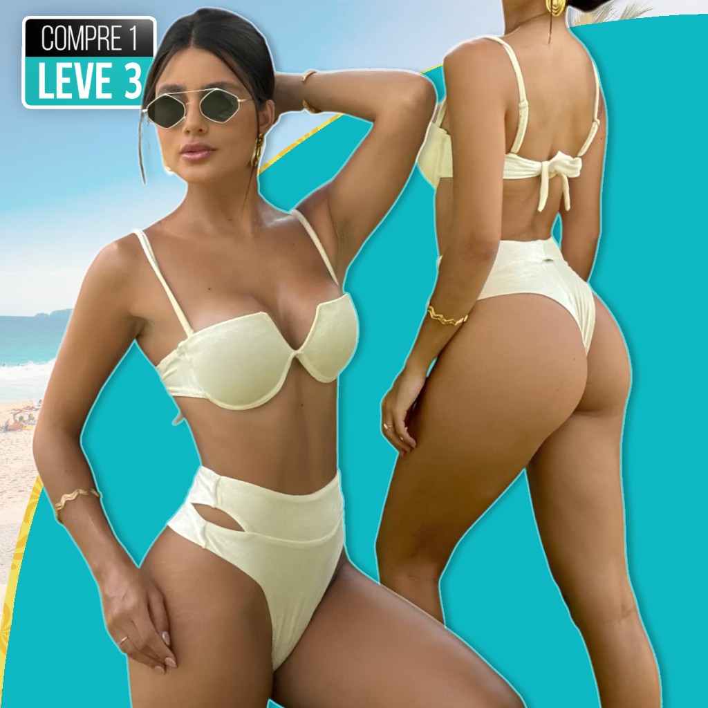 (Pague 1, Leve 3) Biquíni Delta Beach + BRINDE Bolsa de Tricot e Saída de Praia