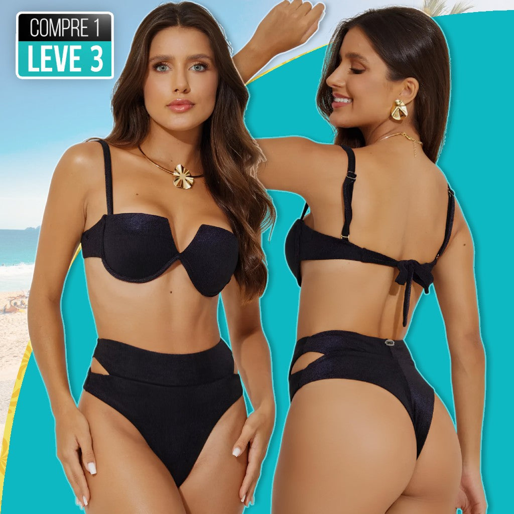 (Pague 1, Leve 3) Biquíni Delta Beach + BRINDE Bolsa de Tricot e Saída de Praia