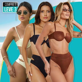 (Pague 1, Leve 3) Biquíni Delta Beach + BRINDE Bolsa de Tricot e Saída de Praia